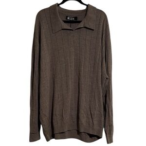 Westport Black Long Sleeve Palermo Merino Johnny Collar Polo in Taupe